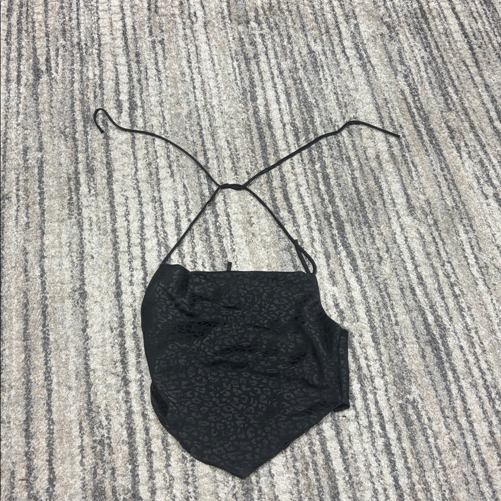 Audrey Black Patterned Halter Top